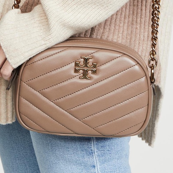 NWT Tory Burch Kira Chevron Small Camera Crossbody Bag Classic Taupe Leather - Picture 14 of 16